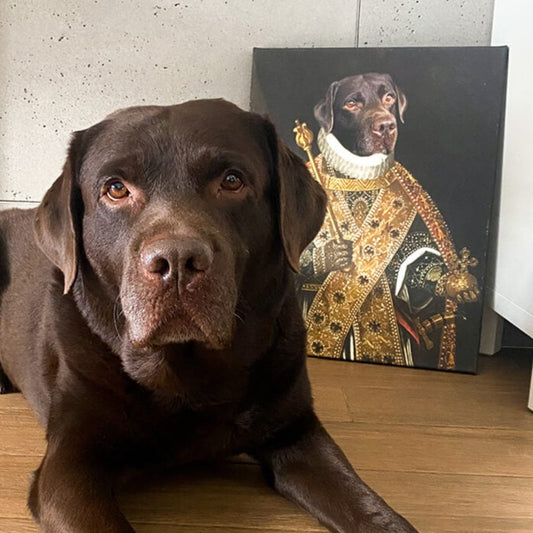Portret psa labradora jako król 